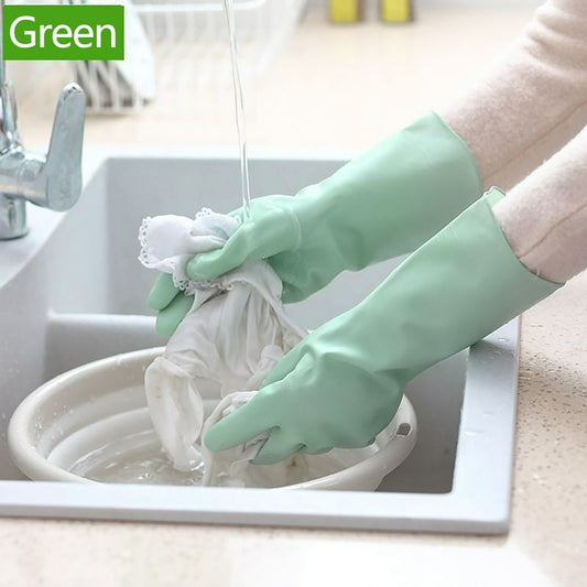 Waterproof Household Gloves for Kitchen Cleaning and Laundry - Durable Double-Color Rubber Gloves for All Seasons - No Alcohol