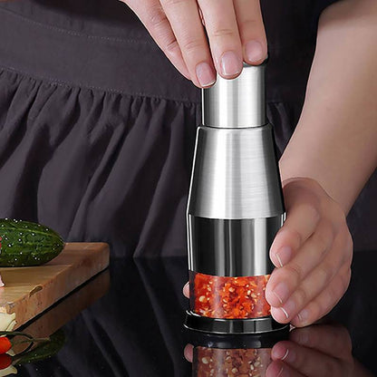 Stainless Steel Garlic Press and Vegetable Chopper - Manual Multifunction Kitchen Gadget