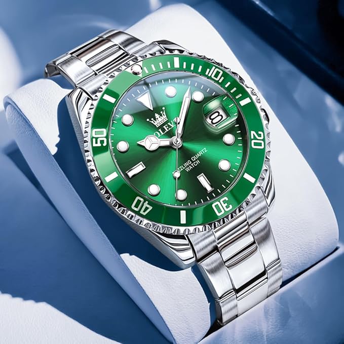Best Hand Watches, Luxury Gold Silver Tone Date Display Waterproof Luminous Wrist Watch for Men