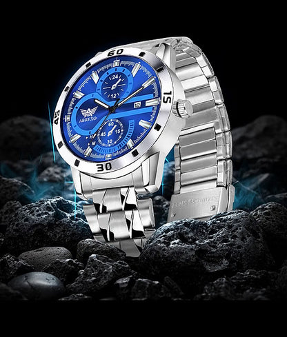 Best Hand Watches, Luxury Gold Silver Tone Date Display Waterproof Luminous Wrist Watch for Men
