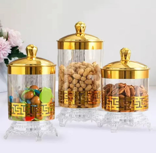 3Pcs Transparent Candy Jar With Lid, Dry Food Storage Container, Cookie Jar