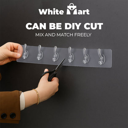 Transparent Wall Adhesive Hooks Row - Pack of 3
