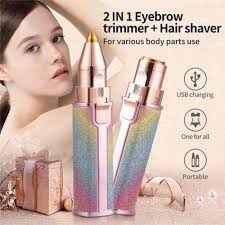 2 In 1 Flawless Eyebrow Hair Remover Stylish & Fashionable Rechargeable Facial Hair Trimmer For Women